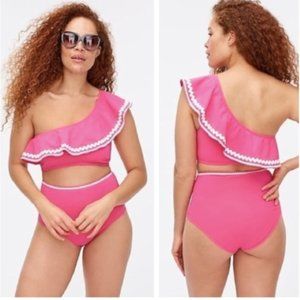 J.Crew High Waisted Bikini Set Rickrack
